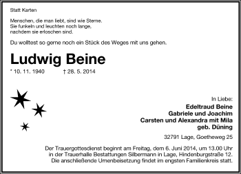 Anzeige  Ludwig Beine  Lippische Landes-Zeitung