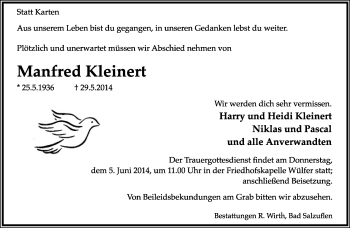 Anzeige  Manfred Kleinert  Lippische Landes-Zeitung