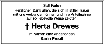 Anzeige  Herta Drewes  Lippische Landes-Zeitung