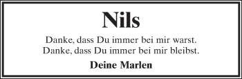 Anzeige  Nils   Lippische Landes-Zeitung