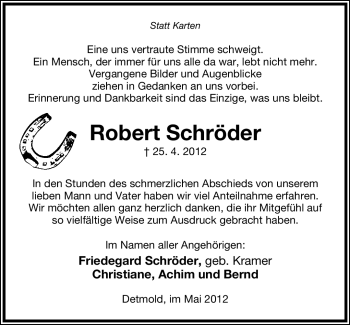 Anzeige  Robert Schröder  Lippische Landes-Zeitung