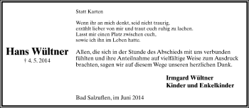 Anzeige  Hans Wültner  Lippische Landes-Zeitung
