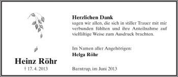 Anzeige  Heinz Röhr  Lippische Landes-Zeitung