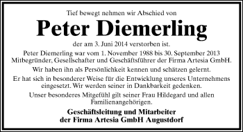 Anzeige  Peter Diemerling  Lippische Landes-Zeitung