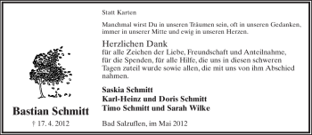 Anzeige  Bastian Schmitt  Lippische Landes-Zeitung