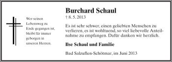 Anzeige  Burchard Schaul  Lippische Landes-Zeitung