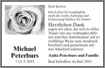 Anzeige  Michael Peterburs  Lippische Landes-Zeitung