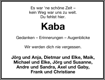 Anzeige  Kaba   Lippische Landes-Zeitung