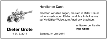 Anzeige  Dieter Grote  Lippische Landes-Zeitung