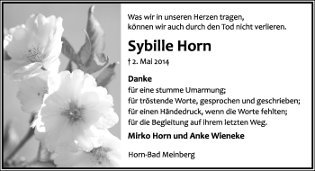 Anzeige  Sybille Horn  Lippische Landes-Zeitung