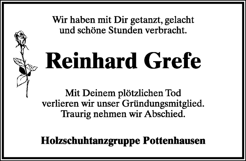  Traueranzeige für Reinhard Grefe vom 16.05.2011 aus Lippische Landes-Zeitung