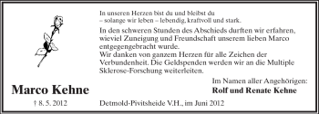 Anzeige  Marco Kehne  Lippische Landes-Zeitung
