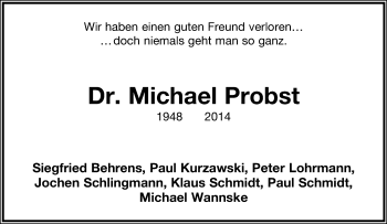 Anzeige  Michael Probst  Lippische Landes-Zeitung