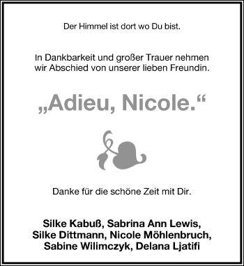 Anzeige  Nicole   Lippische Landes-Zeitung