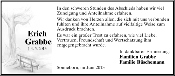 Anzeige  Erich Grabbe  Lippische Landes-Zeitung