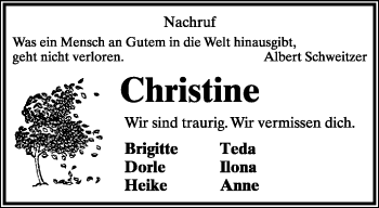 Anzeige  Christine Rahn  Lippische Landes-Zeitung