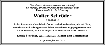 Anzeige  Walter Schröder  Lippische Landes-Zeitung