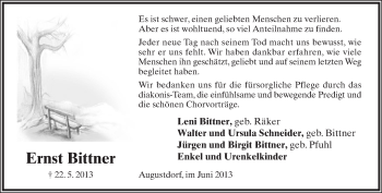 Anzeige  Ernst Bittner  Lippische Landes-Zeitung