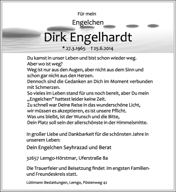Anzeige  Dirk Engelhardt  Lippische Landes-Zeitung