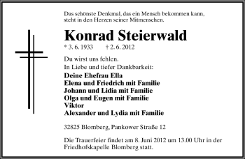Anzeige  Konrad Steierwald  Lippische Landes-Zeitung