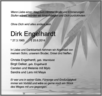 Anzeige  Dirk Engelhardt  Lippische Landes-Zeitung