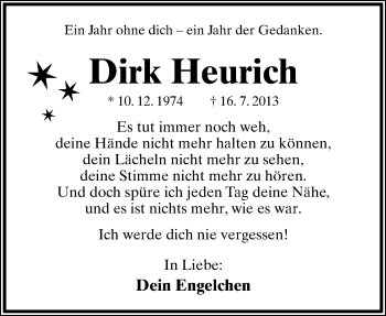 Anzeige  Dirk Heurich  Lippische Landes-Zeitung