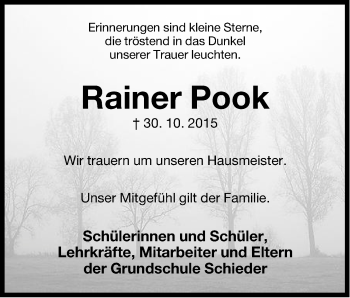 Anzeige  Rainer Pook  Lippische Landes-Zeitung