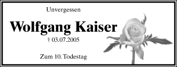 Anzeige  Wolfgang Kaiser  Lippische Landes-Zeitung