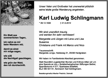 Anzeige  Karl Ludwig Schlingmann  Lippische Landes-Zeitung