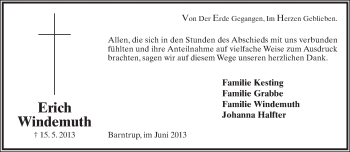 Anzeige  Erich Windemuth  Lippische Landes-Zeitung
