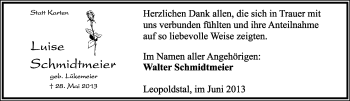 Anzeige  Luise Schmidtmeier  Lippische Landes-Zeitung