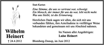 Anzeige  Wilhelm Heinert  Lippische Landes-Zeitung