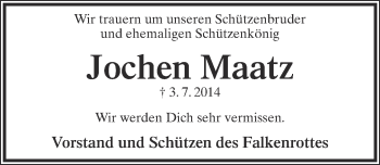 Anzeige  Jochen Maatz  Lippische Landes-Zeitung