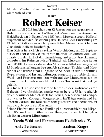 Anzeige  Robert Keiser  Lippische Landes-Zeitung