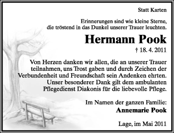 Anzeige  Hermann Pook  Lippische Landes-Zeitung