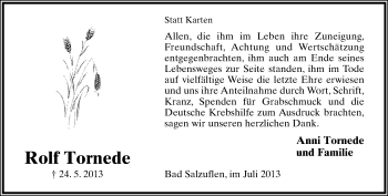 Anzeige  Rolf Tornede  Lippische Landes-Zeitung