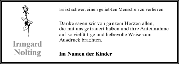 Anzeige  Irmgard Nolting  Lippische Landes-Zeitung