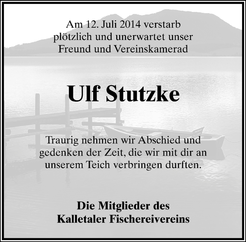  Traueranzeige für Ulf Stutzke vom 22.07.2014 aus Lippische Landes-Zeitung