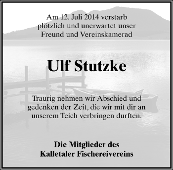 Anzeige  Ulf Stutzke  Lippische Landes-Zeitung