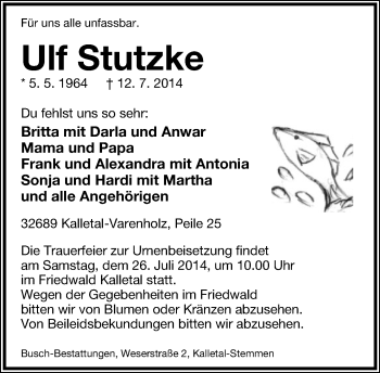 Anzeige  Ulf Stutzke  Lippische Landes-Zeitung