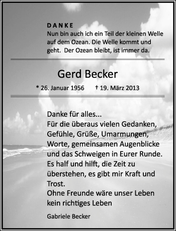 Anzeige  Gerd Becker  Lippische Landes-Zeitung