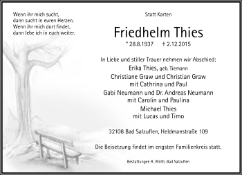 Anzeige  Friedhelm Thies  Lippische Landes-Zeitung