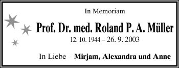 Anzeige  Roland Müller  Lippische Landes-Zeitung