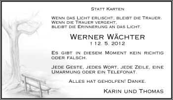 Anzeige  Werner Wächter  Lippische Landes-Zeitung