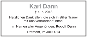Anzeige  Karl Dann  Lippische Landes-Zeitung