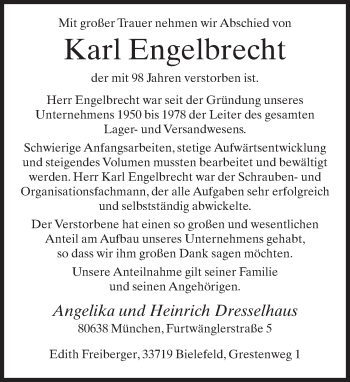 Anzeige  Karl Engelbrecht  Lippische Landes-Zeitung