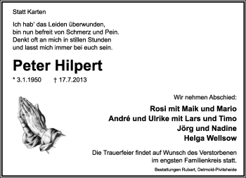 Anzeige  Peter Hilpert  Lippische Landes-Zeitung