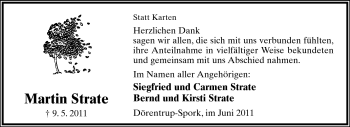 Anzeige  Martin Strate  Lippische Landes-Zeitung