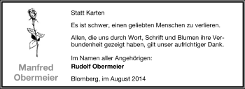 Anzeige  Manfred Obermeier  Lippische Landes-Zeitung