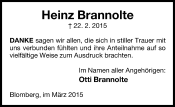 Anzeige  Heinz Brannolte  Lippische Landes-Zeitung